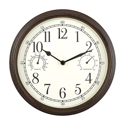 12 In. Classic Analog Indoor/outdoor Clock With Thermometer And Hygrometer