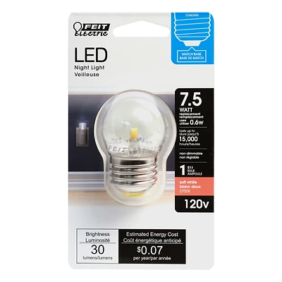 Feit Electric BP71/2S/827/LED S11 Night Light LED Bulb, 0.6W, Soft White, E26 Base