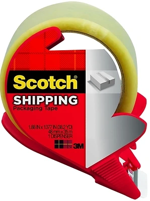 Lightweight Shipping Packaging Tape With Dispenser, 1.88 In X 54.6 Yd, Clear
