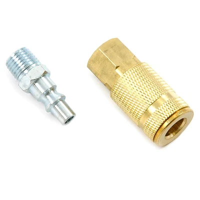 Forney 75522 Coupler and Plug Set, Aro-Style, 1/4 In. MNPT x FNPT, Brass/Steel