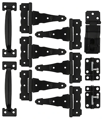 Shed Door Hardware Kit with T-Hinges, Black