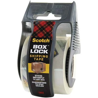Scotch Box Lock 195-EF Packaging Tape, 22.2 yd L, 1.88 in W, Polypropylene Backing, Clear