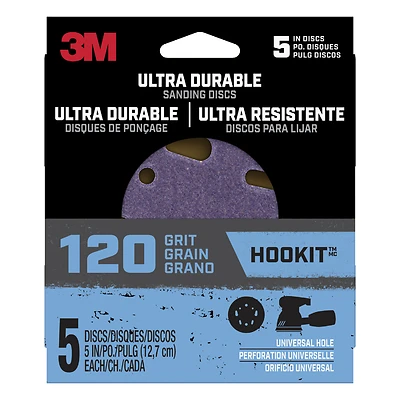 3M DISC5IN5PK120 Sanding Discs, 120-Grit, 5 In., 5-Pack