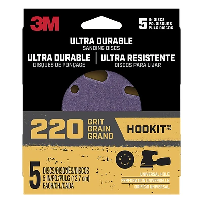 3M Ceramic Sanding Discs, 5 In., 220-Grit, 5-Pk.