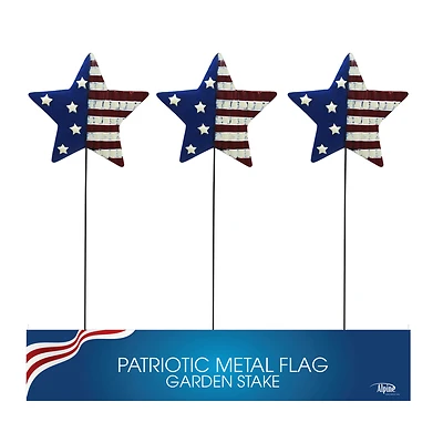 Alpine USA Star Metal Red, White, Blue 24 in. H Outdoor Garden Stake
