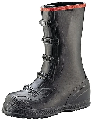 Norcross Safety T369-12 Black 5-buckle Overboot, Size 12, Waterproof Rubber