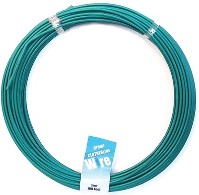 11269 Green Plastic Coated Steel Clothesline, 100 Feet Long