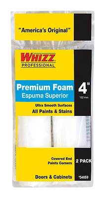54059 Mini Paint Roller Cover 4 In. W X 1/2 In. Nap, 2 Pk, Foam, Shed Resistant