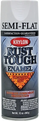 Rta9201 Rust Tough Semi-flat White Enamel Spray Paint, 12 Oz, Pack Of 6