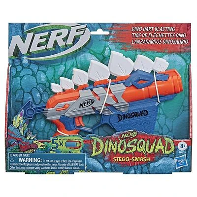 Nerf Dinosquad Stegosmash Dart Blaster Toy With 4-dart Storage And 5 Darts