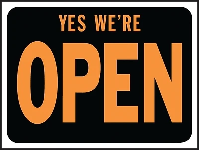 Hy-Ko 3020 Yes We're Open Sign, Fluorescent Orange, 9 x 12 In., Set of 10