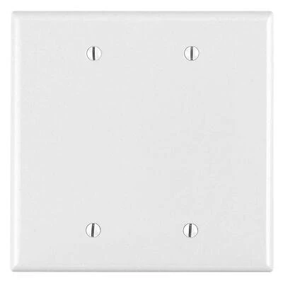 Leviton PJ23-W Blank Wallplate, 4-7/8 in L, 4.937 in W, 0.255 in Thick, 2-Gang, Nylon, White, Box Mounting