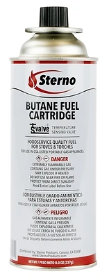 8 Oz. Butane Fuel Cartridge With Tsv Safety Valve, 4 Hr Burn Time, Model 50190