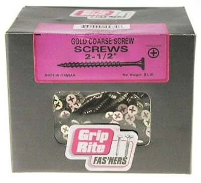 #8 X 2-1/2 In. Coarse Thread Yellow Zinc Multipurpose Drywall Screw - 5 Lb. Box