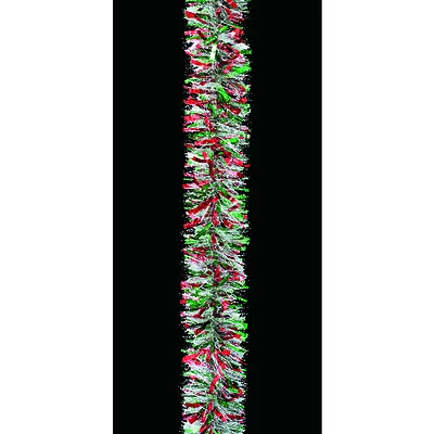Deluxe Deco Garland 10 Ft L, 4 In Dia, Green/red/snow, Pack Of 12