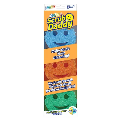 Scrub Daddy SDC3CTX12 Scrub Sponge, 3-7/8 in L, 4 in W, 2 in Thick, Foam, Multi-Color