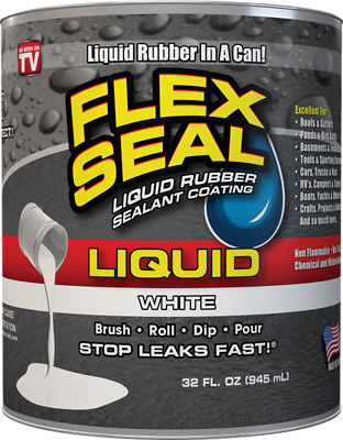 Flex Seal LFSWHTR32 Liquid Rubber Sealant, White, 32 Oz