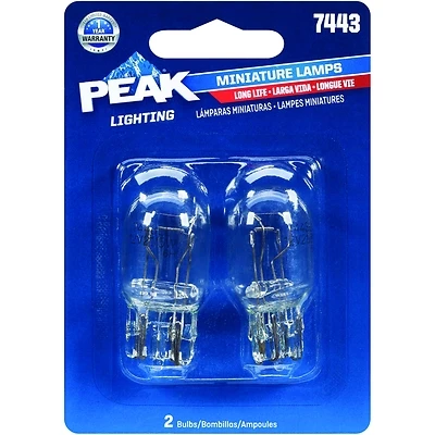 Peak 7443LL-BPP Miniature Automotive Bulb, 13.5V Long Life, 2-Pack