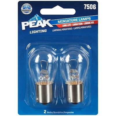 Peak 7506LL-BPP Mini Automotive Bulb, 13.5V, S-8 Base, 2-Pack
