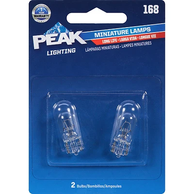 Peak 168LL-BPP 14V Mini Incandescent Automotive Bulb, 2-Pack