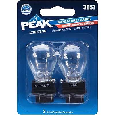 Peak 3057LL-BPP Miniature Automotive Bulb, 400 Lumens, 12.8 V, 27 W, Incandescent Lamp, Wedge