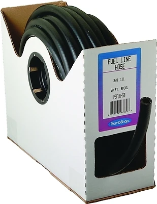 Fuel Line Reinforced PVC Hose, Black, 3/8 In. ID x 5/8 In. OD