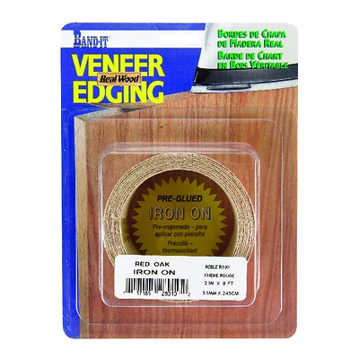 Red Oak Real Wood Veneer Iron-on Edgebanding, 2 In. x 8 Ft.