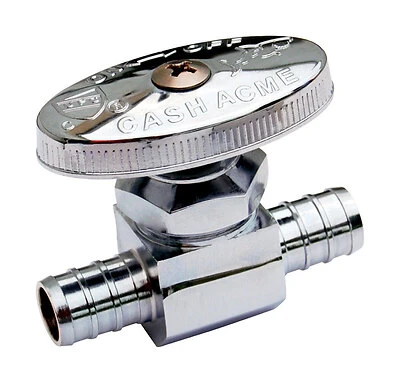 SharkBite 23063LF Straight Stop Valve, 1/2 in Connection, Barbed, 80 psi Pressure, Multi-Turn, Oval Handle Actuator