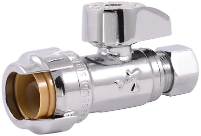 SharkBite 23037-0000LF Compression Brass Straight Stop Valve, 1/2 x 3/8 In.