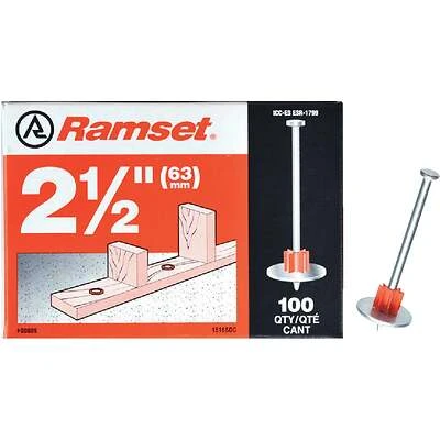 Ramset 1516SDC Washered Pin, 0.145 in Dia Shank, 2-1/2 in L, Metal, Zinc-Plated