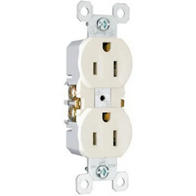 Legrand 3232WTU Duplex Receptacle, Thermoplastic, White, 2-Pole, 15 A, 125 V, Side Wiring, NEMA: 5-15R