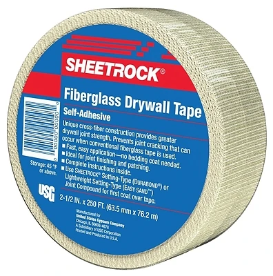 USG 385201020 Fiberglass Drywall Joint Tape, 2.5 In. x 250 Ft.