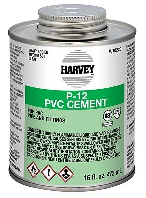 018220-12 Heavy Bodied Clear Pvc Cement, 16 Ounce Dauber Can