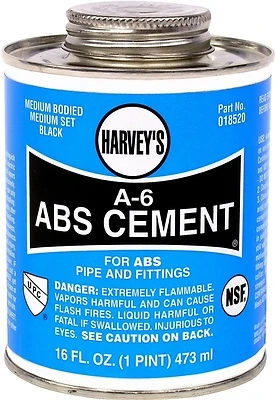 018520-12 16 Ounce Black A-6 Medium Bodied Abs Cement For Non-pressure Applications