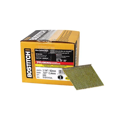 3-1/4 In. 10 Ga. Angled Strip Hot-dip Galvanized Framing Nails 28 Deg 2,000 Pk
