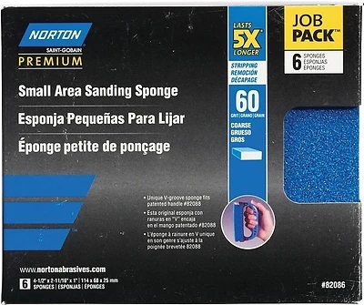 82086 5x 60 Grit Sanding Sponge, Small Area, 6-pack