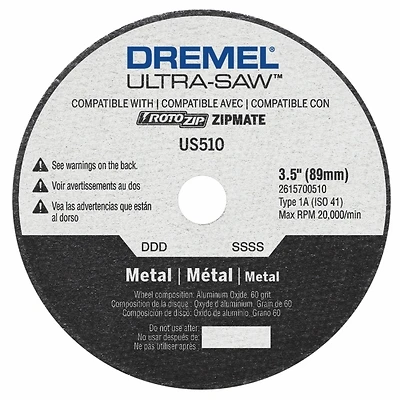 Dremel US510-01 Ultra Saw Metal Cutting Wheel, 3-1/2 In., 60 Grit