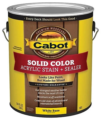 Cabot 1801-07 Solid Acrylic Decking Stain Sealer, White Base, 1-Gallon
