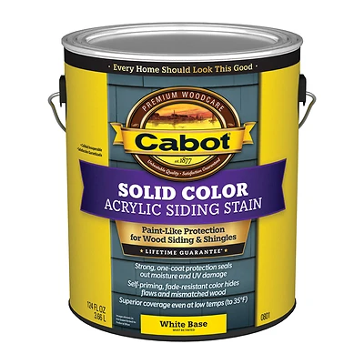 Cabot 0801-07 White Base Acrylic Solid Stain, 1-Gallon