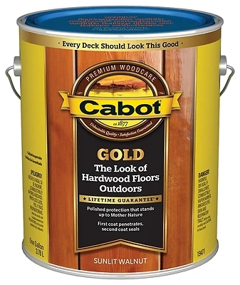 Cabot 19471-07 Gold Ultimate Exterior Wood Finish, Sunlit Walnut, 1-Gallon
