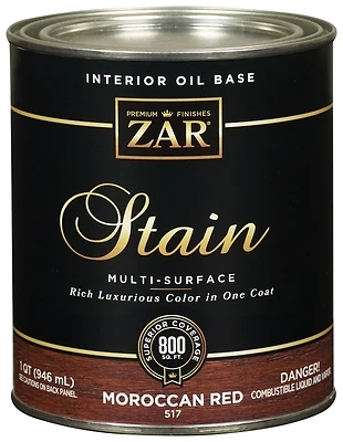 Zar 51712 Interior Wood Stain, Moroccan Red, 1 Qt.