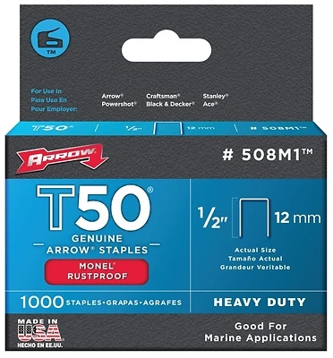 STAPLE T50 MONEL 1/2 1000PK