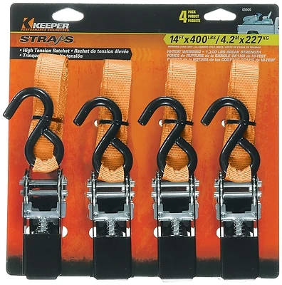 Performance Engineer Ratchet Tie Down, 14 Ft., 4-Pk.
