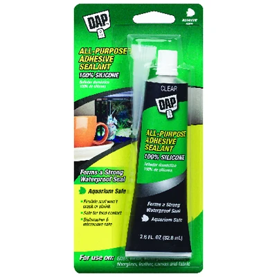 100% Silicone All Purpose Adhesive Sealant, Clear, 2.8 oz.