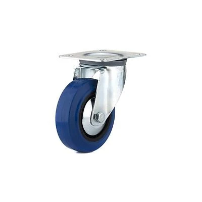4 In. Blue Elastic Swivel Plate Caster