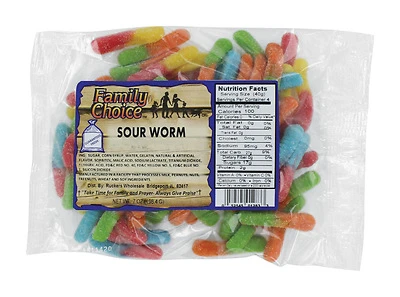 Sour Gummy Worms Candy 7 Oz. - Deliciously Tangy Treat
