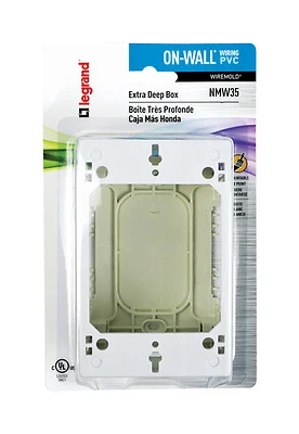 Legrand Wiremold NMW35 Single-Gang Switch/Outlet Box, Plastic, White