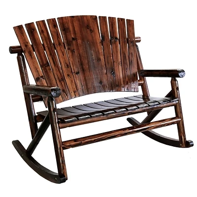 Char-Log TX93866 Solid Wood Double Rocking Chair, Two-Person Outdoor Seating