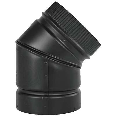 DSP Double Wall Stove Pipe, 6-Inch, 45 degree Elbow Matte Black Finish