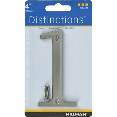 Hillman 843321 Distinctions House Address Number 1, Screw-In, Brushed Nickel Zinc, 4-In.